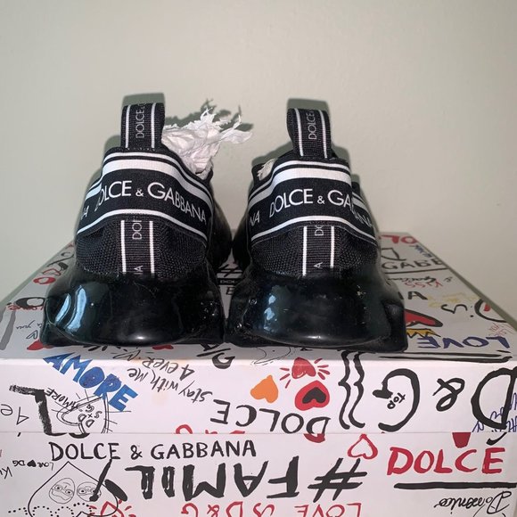Dolce&Gabbana Black Sorrento Sock Knit Melt Sneakers Trainers - Made In Italy - Picture 3 of 5